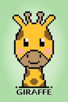 pixel girafa de 8 bits. animais para ativos de jogo e padrão de ponto cruz em ilustração vetorial. vetor