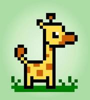 pixel girafa de 8 bits. animais para ativos de jogo e padrão de ponto cruz em ilustração vetorial. vetor