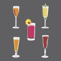 design vetorial de bebidas com diferentes tipos de óculos vetor