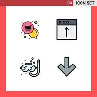 4 ícones criativos sinais e símbolos modernos da loja de mergulho de correio importam elementos de design de vetores editáveis