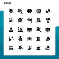 25 conjunto de ícones de biologia modelo de ilustração vetorial de ícone de glifo sólido para web e ideias móveis para empresa de negócios vetor