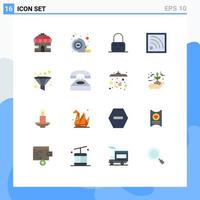 conjunto de cores planas de interface móvel de 16 pictogramas de funil de comunicação no filtro wi-fi pacote editável de elementos de design de vetores criativos