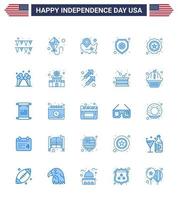 conjunto de 25 ícones do dia dos eua símbolos americanos sinais do dia da independência para distintivo sinal americano dos eua polícia editável dia dos eua vetor elementos de design