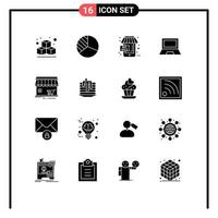 conjunto de 16 sinais de símbolos de ícones de interface do usuário modernos para construção de elementos de design de vetores editáveis de hardware de loja on-line