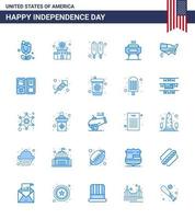 25 sinais azuis para o Dia da Independência dos EUA, Dia de Ação de Graças, Comemoração do Feriado do Cão de Milho Americano Editável, Elementos de Design Vetorial do Dia dos EUA vetor