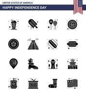 16 ícones criativos dos eua sinais modernos de independência e símbolos de 4 de julho de balões de celebração de distintivos pássaro américa bandeira editável dia dos eua vetor elementos de design