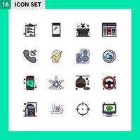 conjunto moderno de 16 pictograma de linhas preenchidas de cores planas da interface do site android marcador de finanças editável elementos de design de vetores criativos