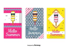 Conjunto de cartões de verão Hello Summer vetor