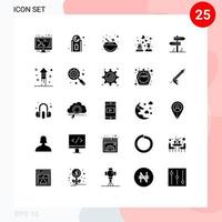 pacote de interface de usuário de 25 glifos sólidos básicos de direção de motel carnaval coração amor amor elementos de design de vetores editáveis