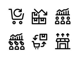 conjunto simples de ícones de linha de vetores relacionados à economia de mercado