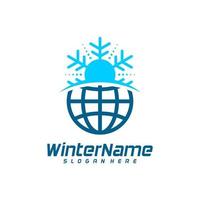 modelo de logotipo do mundo de inverno, vetor de design de logotipo de inverno