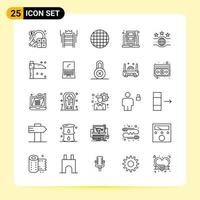 25 ícones criativos para design moderno de sites e aplicativos móveis responsivos. 25 sinais de símbolos de contorno em fundo branco. pacote de 25 ícones. vetor