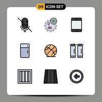 pacote de ícones vetoriais de estoque de 9 sinais e símbolos de linha para dispositivos domésticos de basquete, móveis, aparelhos, elementos de design vetorial editáveis vetor