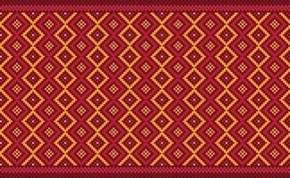 padrão étnico de pixel, fundo nórdico bordado vetorial, estilo bonito nativo geométrico, textura boho padrão vermelho e laranja, design para têxteis, tecido, cerâmica, cortina, arte da parede vetor