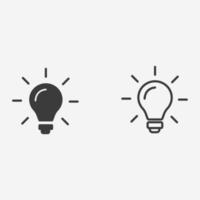 lâmpada, bulbo, lâmpada, ícone de ideia vector conjunto sinal de símbolo
