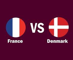 bandeira da frança e da Dinamarca com design de símbolo de nomes ilustração de equipes de futebol de países europeus e africanos vetor final de futebol