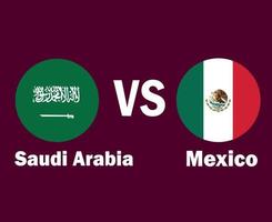 bandeira da arábia saudita e do méxico com design de símbolo de nomes vetor final de futebol da américa do norte e da ásia ilustração de times de futebol de países da américa do norte e da ásia