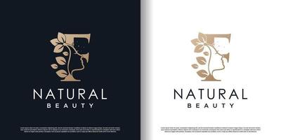 logotipo da letra f com conceito de beleza natural vetor premium