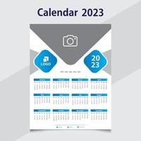 calendário de parede 2023, design de calendário minimalista, moderno e clássico para impressão vetor