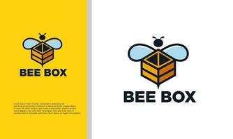 gráfico de vetor de ilustração de logotipo de abelha combinado com caixa.