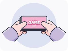 gestos de mão jogam jogos no smartphone. vetor