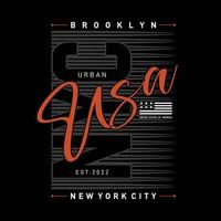 ilustração vetorial sobre o tema da cidade de nova york, brooklyn. bandeira americana estilizada. tipografia, gráficos de t-shirt, cartaz, impressão, banner, panfleto, cartão postal vetor