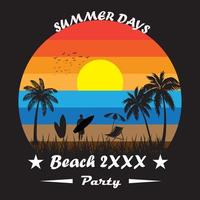 modelo de design de camiseta de praia de verão vetor