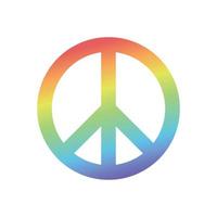 símbolo da paz. design de gradiente de arco-íris. ilustração em vetor de sinal isolado de paz. conceito pacifista. ícone colorido no fundo branco