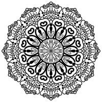 livro de colorir mandala. design de papel de parede, padrão de azulejo, camisa, cartão de felicitações, adesivo, padrão de renda e tatuagem. decoração para design de interiores. ornamento de círculo oriental étnico de vetor. fundo branco vetor