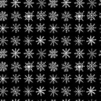 padrão sem emenda de flocos de neve de vetor. doodle floco de neve isolado no fundo preto. padrão de papel de embrulho de snoflake de natal. vetor