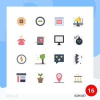 Pacote de cores planas de 16 interfaces de usuário de sinais e símbolos modernos de pessoas do livro conferência de computador na Internet pacote editável de elementos de design de vetores criativos
