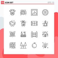 16 ícones criativos sinais modernos e símbolos de eid moon photo hand user editáveis elementos de design vetorial vetor