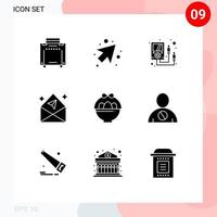 conjunto de 9 sinais de símbolos de ícones de interface do usuário modernos para elementos de design de vetor editável de cesta de medidor de ovo de avatar