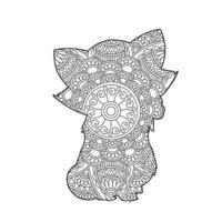 página de coloração de mandala de gato para adultos livro de colorir de animais florais isolado no fundo branco página de coloração antiestresse ilustração vetorial vetor