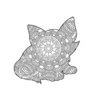 página de coloração de mandala de gato para adultos livro de colorir de animais florais isolado no fundo branco página de coloração antiestresse ilustração vetorial vetor