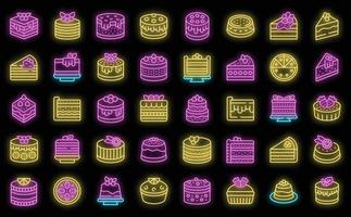 conjunto de ícones de cheesecake vector neon