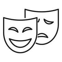 vetor de esboço de ícone de máscara de cenário de teatro. filme de cinema