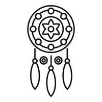 vetor de contorno do ícone do apanhador de sonhos de arte. índio nativo