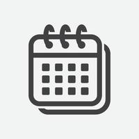 ícone de calendário em estilo plano moderno isolado em fundo cinza. design de símbolo de calendário, logotipo, aplicativo, interface do usuário. ilustração vetorial vetor
