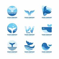 coleção de design de logotipo de baleia criativa para empresa vetor