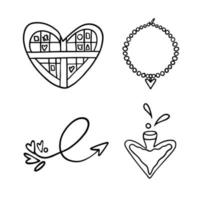 doodle conjunto de ícones para dia dos namorados é dia vetor