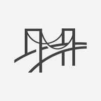 modelo de design de logotipo de ponte exclusivo, logotipo de estilo linear de ponte, logotipo de ponte memorável vetor