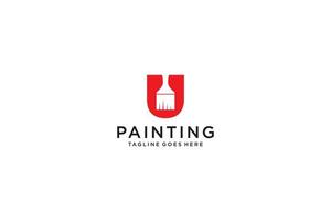 letra u para logotipo de pintura, logotipo de serviços de pintura, vetor de logotipo de pintura