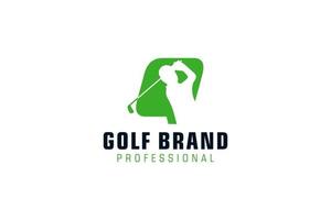 letra q para modelo de vetor de design de logotipo de golfe, rótulo vetorial de golfe, logotipo de campeonato de golfe, ilustração, ícone criativo, conceito de design
