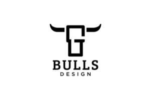 logotipo da letra g, logotipo do touro, logotipo da cabeça do touro, elemento de modelo de design do logotipo do monograma vetor