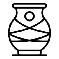 vetor de contorno de ícone de vaso indiano. viajar para o oeste