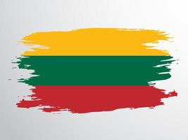 bandeira lituana pintada com um pincel. vetor