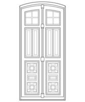 arte vetorial de linha de porta antiga. velha porta isolada no fundo branco. porta velha em vetor de estilo de arte de linha. para livro de colorir