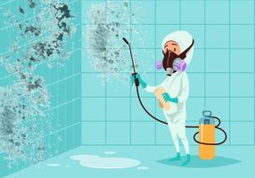 Man Cleaning Moldy Bathroom Vector