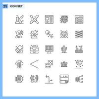 conceito de 25 linhas para sites móveis e aplicativos configuração de interface manutenção de codificação elementos de design de vetores editáveis